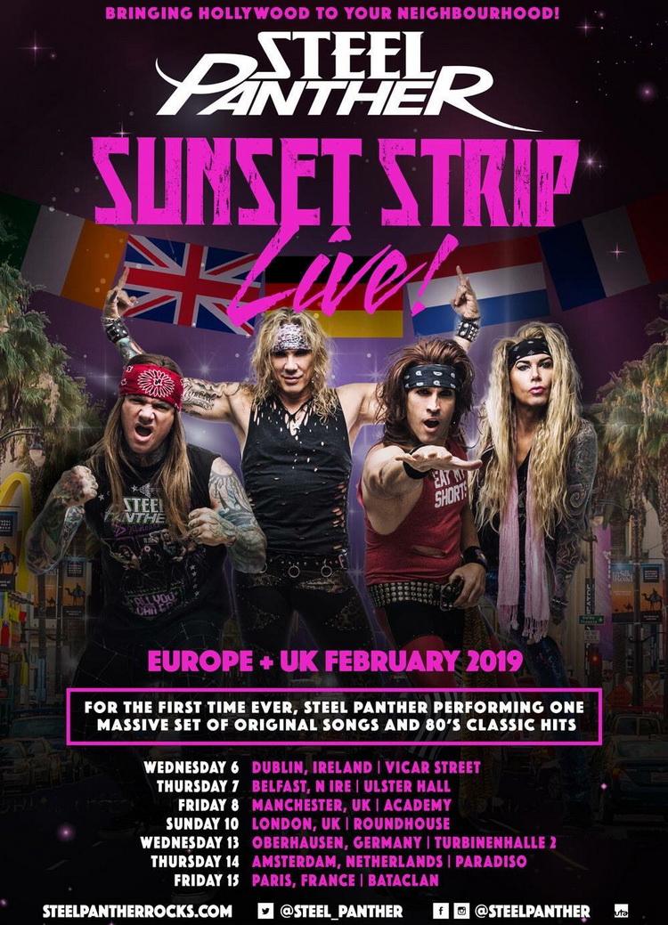 Steel Panther and Gus G. London show 2019 poster
