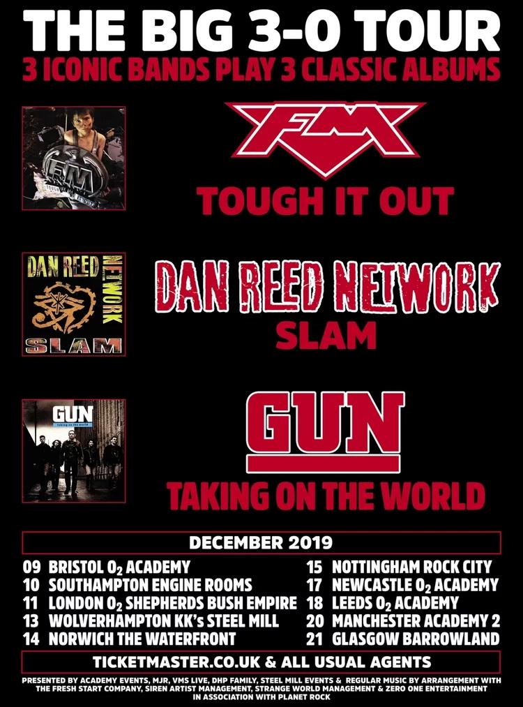 Dan Reed Network FM Gun UK Tour 2019 poster