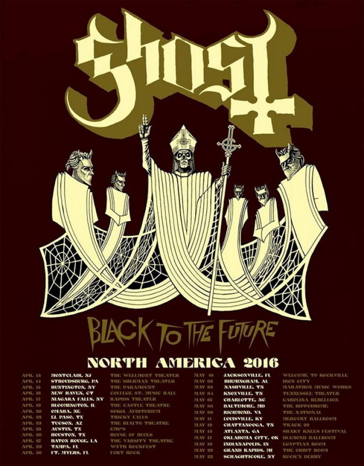 Ghost North American Tour 2016 poster