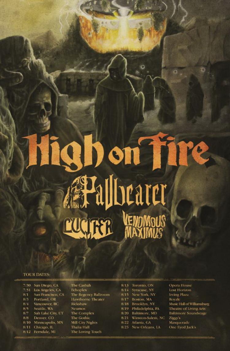 High On Fire US 2015 Tour poster