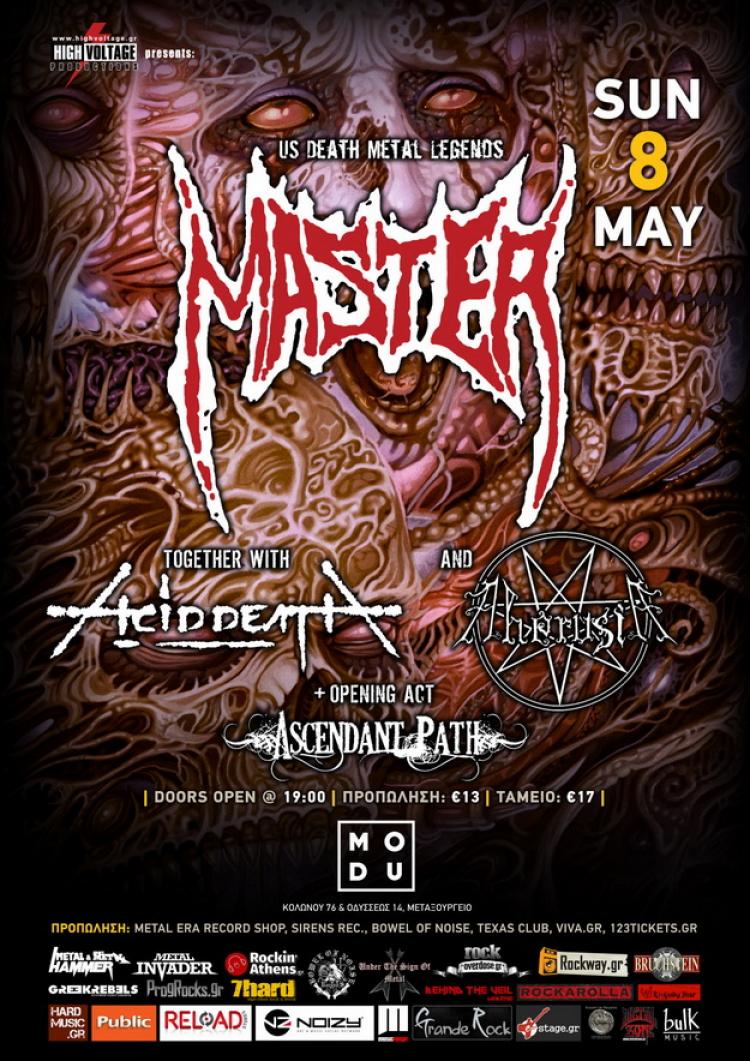 Master & Acid Death live in Athens 2016 poster