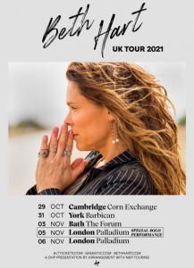 Beth Hart UK Tour 2021 poster