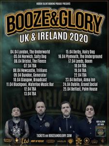 Booze & Glory UK & Ireland Tour 2020 poster