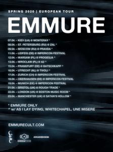 Emmure Euro Tour 2020 poster