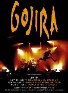 Gojira UK Shows 2019 poster