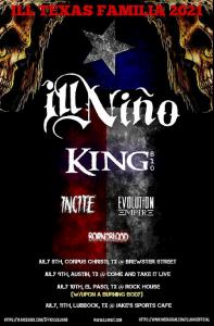 Ill Niño Texas Tour 2021 poster