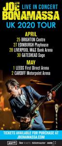 Joe Bonamassa UK Tour 2020 poster