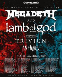Megadeth and Lamb Of God North American Tour 2020 poster