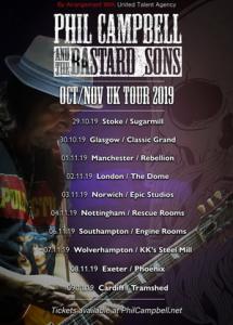 Phil Campbell And The Bastard Sons UK Tour 2019 poster