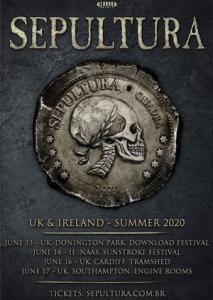 Sepultura UK shows 2020 poster