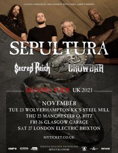 Sepultura UK Tour 2021 poster