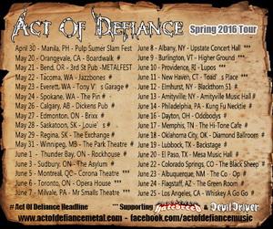 Act Of Defiance US TOur 2016 poster