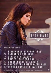 Beth Hart UK Tour 2016 poster