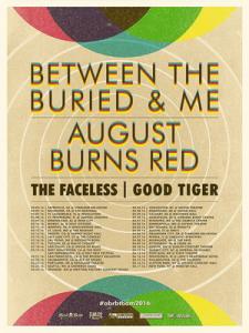 Between The Buried & Me and August Burns Red North American Tour 2016 poster