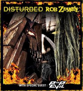 Disturbed Rob Zombie Pop Evil US tour 2016 poster