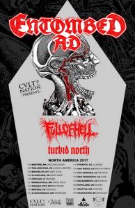 Entombed A.D. North American Tour 2017 poster
