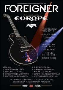 Foreigner UK Tour 2014 poster