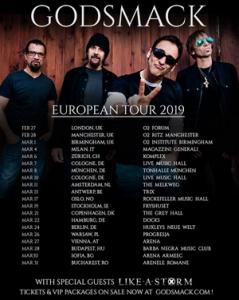 Godsmack Euro Tour 2019 poster