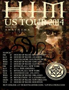 HIM & Anathema US tour poster 2014