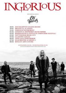 Inglorious UK Tour 2019 poster