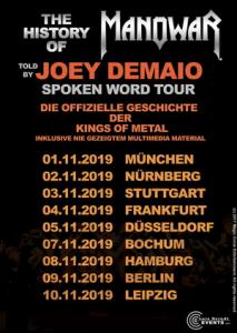Manowar’s Joey DeMaio Spoken Word Tour 2019 poster