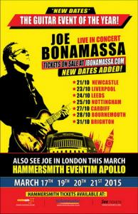 Joe Bonamassa UK tour 2015 poster