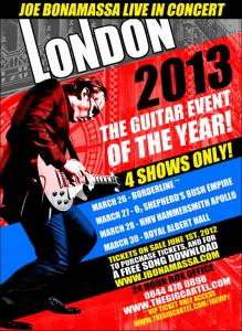 Joe Bonamassa UK tour 2013 poster
