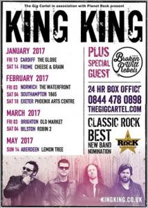 King King November 2017 UK Tour poster