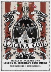 Lacuna Coil London Live Show 2018 poster