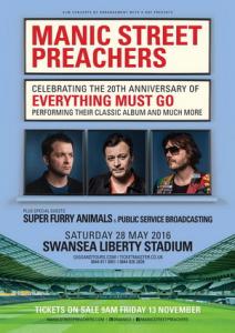 Manic Street Preachers UK live show 2016 poster