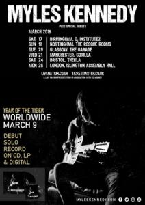 Myles Kennedy UK Tour 2018 poster