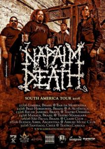 Napalm Death South America Tour 2016 poster
