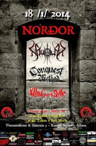 Nordor Vigour Conquest Method Killing with a Smile live show poster 2014