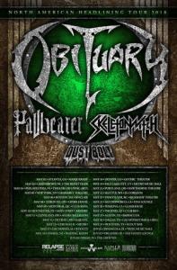 Obituary North American Tour 2018 poster