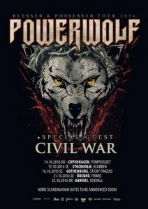 Powerwolf Scandi Tour 2016 poster