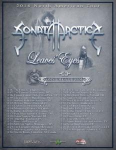 Sonata Arctica North American Tour 2016 poster