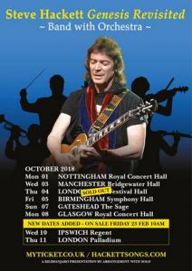 Steve Hackett UK Tour 2018 poster
