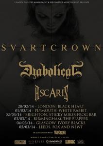 Svart Crown, Diabolical & Ascaris UK Tour 2014 poster