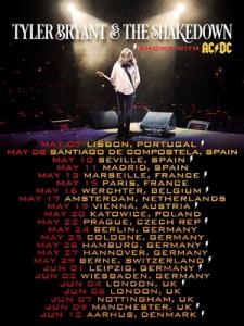 Tyler Bryant & The Shakedown Euro Tour 2016 poster