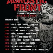 Agnostic Front UK & Ireland Tour 2019 poster