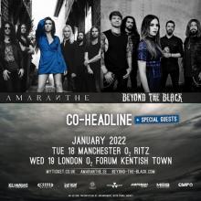 Amaranthe & Beyond The Black UK shows 2022 poster