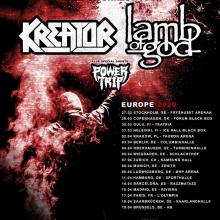 Kreator and Lamb Of God Euro Tour 2020 poster