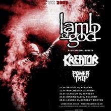 Lamb Of God UK Tour 2020 poster