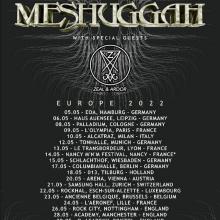 Meshuggah Euro Tour 2022 poster