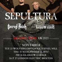 Sepultura UK Tour 2021 poster
