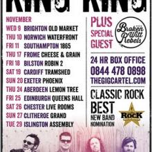 King King November 2016 UK Tour poster