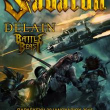 Sabaton, Delain and Battle Beast live in Athens 2015 poster